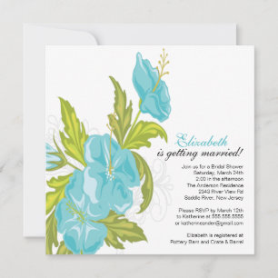 Spring Floral Bridal Shower Invitation Turquoise
