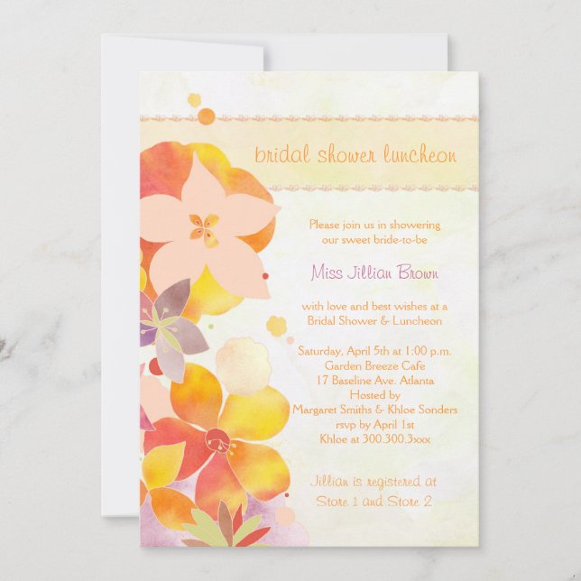 Spring Floral Bridal Shower Luncheon Invitation (Front)