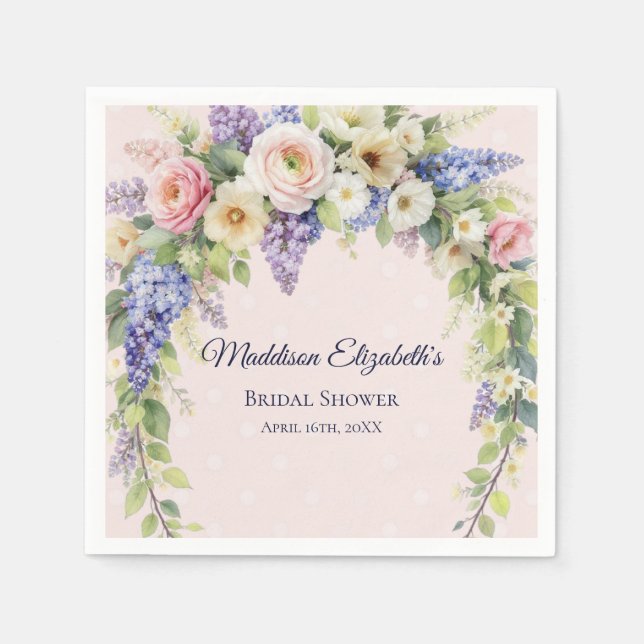 Spring Floral Bridal Shower Napkin (Front)