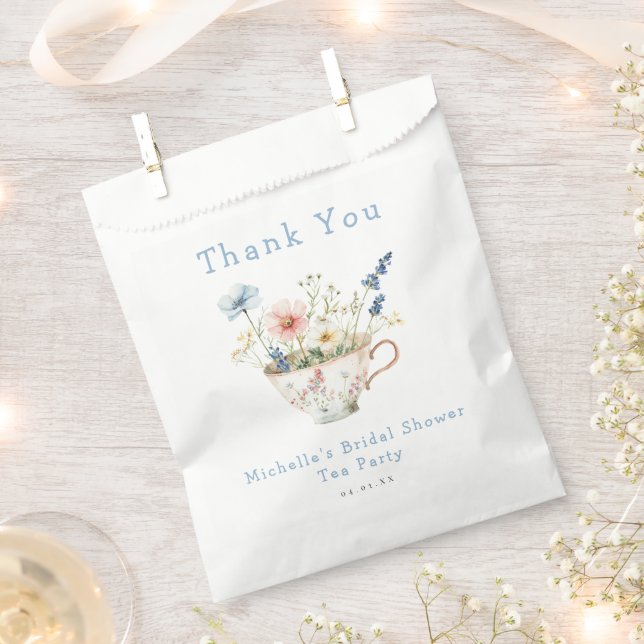 Spring Floral Bridal Shower Tea Party Favour Bags (Clipped)