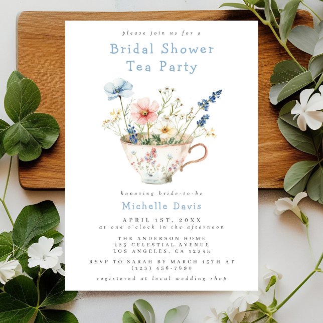 Spring Floral Bridal Shower Tea Party Invitation (Creator Uploaded)