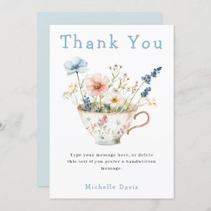 Spring Floral Bridal Shower Tea Party Thank You Card