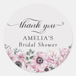 Spring Floral Bridal Shower Thank You Favour Classic Round Sticker