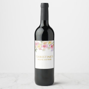 Spring Floral Bridal Shower Wine Bottle Label