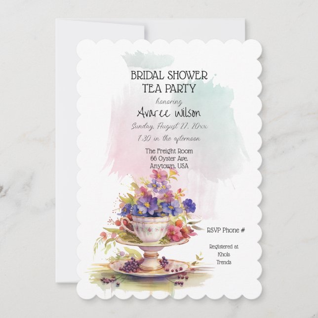 Spring Floral Bridal Tea Party Invitation (Front)