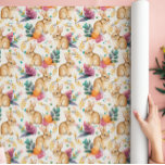 Spring Floral Bunnies Galore  Wrapping Paper<br><div class="desc">Tan bunnies sitting beside pink,  yellow,  green,  and golden watercolor florals on a creamy white background. Cute for family and children,  and perfect for Easter gifts,  birthdays,  garden parties,  graduations,  or bridal showers.  There is a matching tableware set for speciality parties.</div>
