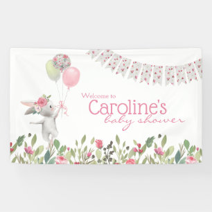 Spring Floral Bunny Baby Shower Banner