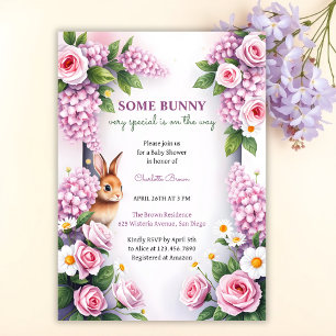 Spring Floral Bunny Tea Party Baby Shower Invitation