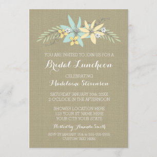 Spring Floral Burlap Bridal Lunch Invitations