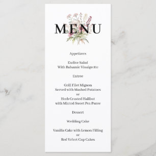 Spring Floral Calligraphy Menu