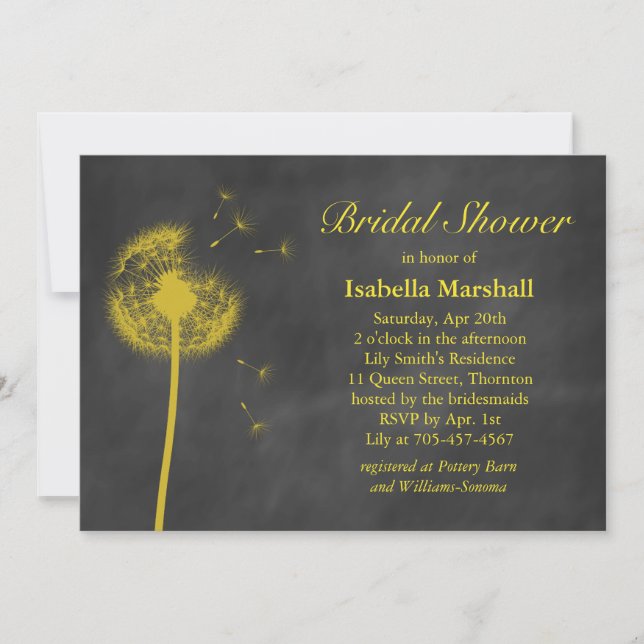 Spring Floral Chalkboard Bridal Shower Invitation (Front)