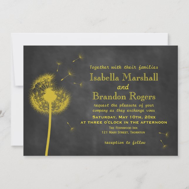 Spring Floral Chalkboard Wedding Invitation (Front)