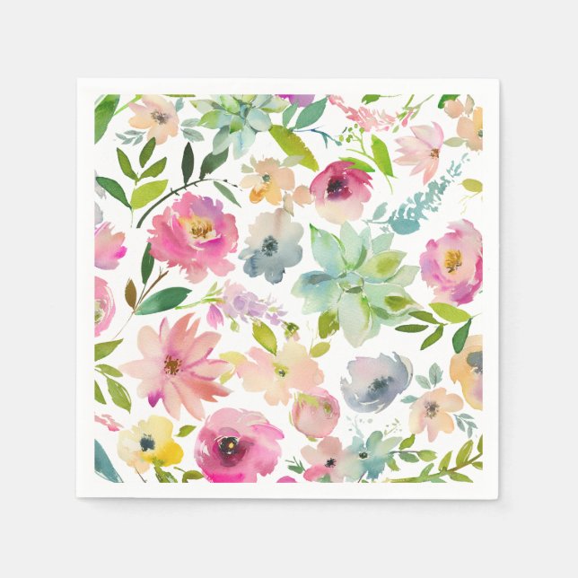 Spring Floral Colourful Happy Celebration Multi Us Napkin (Front)