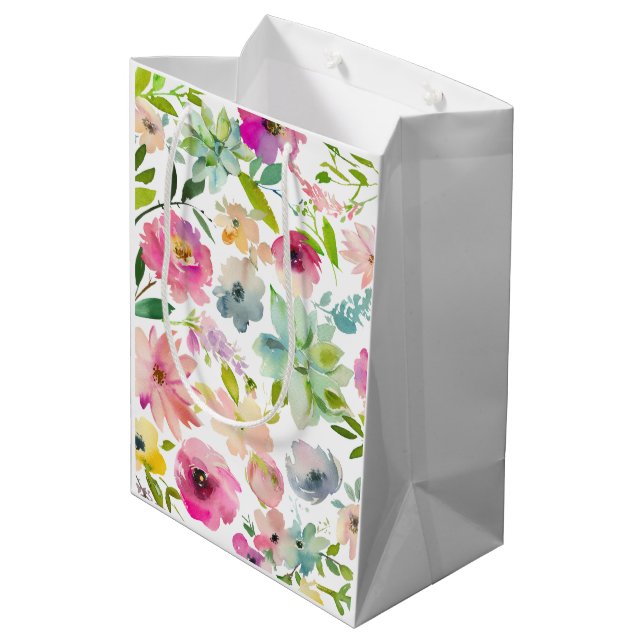Spring Floral Colourful Happy Multi Use Medium Gift Bag (Back Angled)