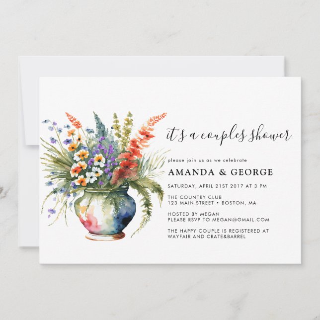 Spring Floral Couple shower party invitation (Front)