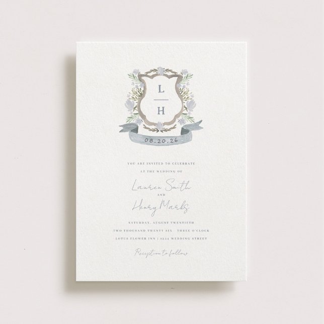 Spring Floral Crest Wedding Invitation (Creator Uploaded)