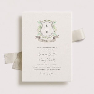 Spring Floral Crest Wedding Invitation