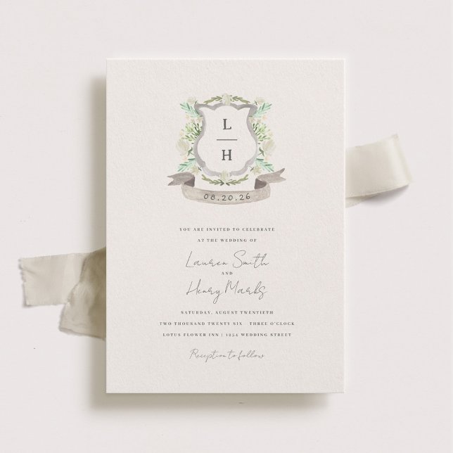 Spring Floral Crest Wedding Invitation (Creator Uploaded)