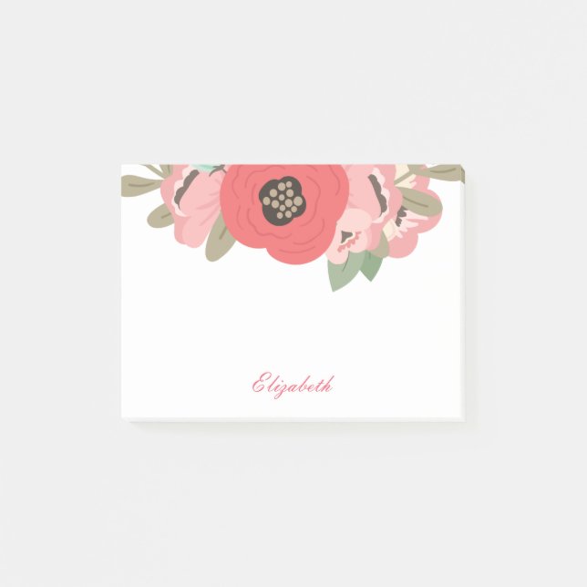 Spring Floral Custom Name Post-it Notes (Front)
