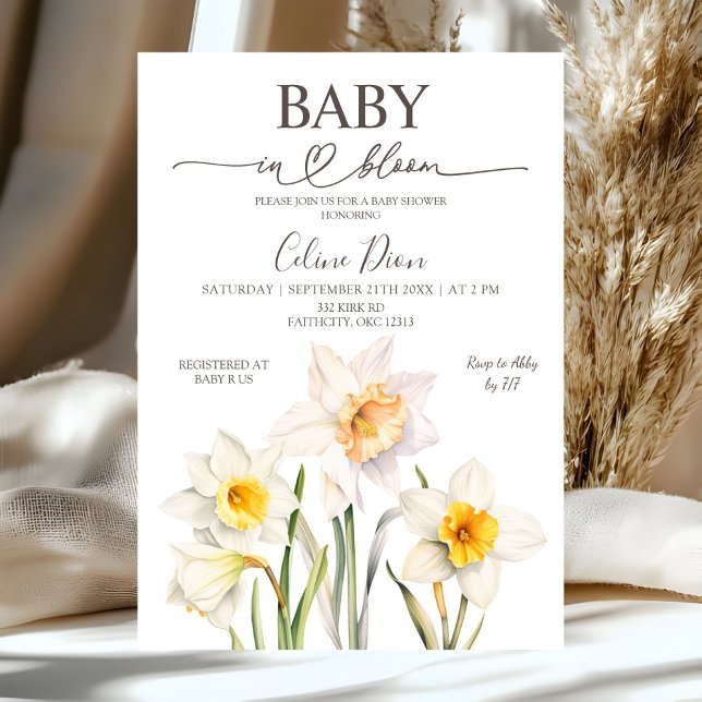 Spring Floral Daffodil Baby Shower  Invitation (Creator Uploaded)