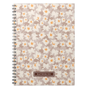 Spring Floral Daffodil Blooms   Brown Personalised Notebook
