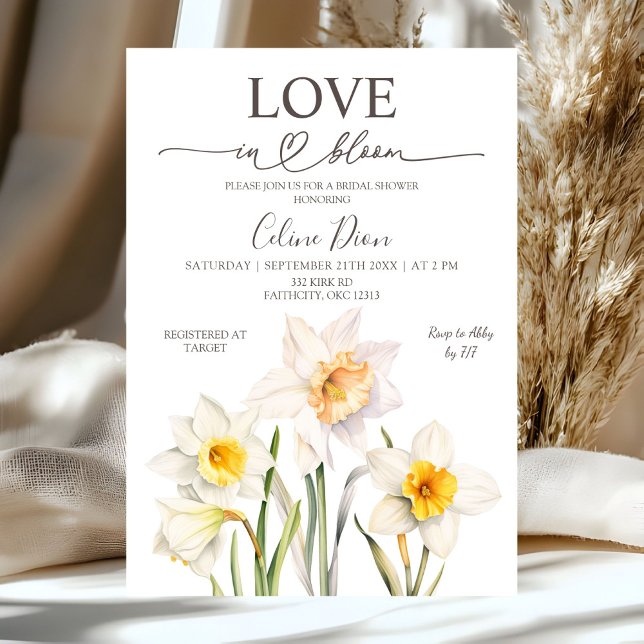 Spring Floral Daffodil Bridal Shower  Invitation (Creator Uploaded)