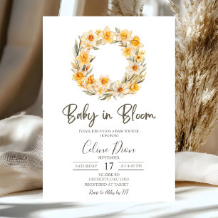 Spring Floral Daffodil Wreath Baby Shower  Invitation