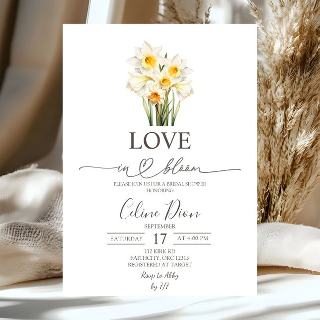 Spring Floral Daffodil Wreath Love in Bloom Invitation (Creator Uploaded)