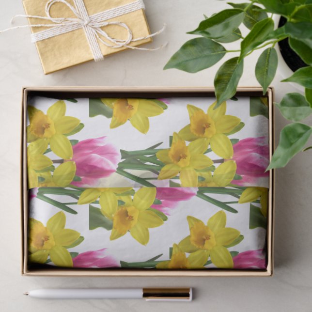Spring Floral Daffodils and Tulips Tissue Paper (Gift)