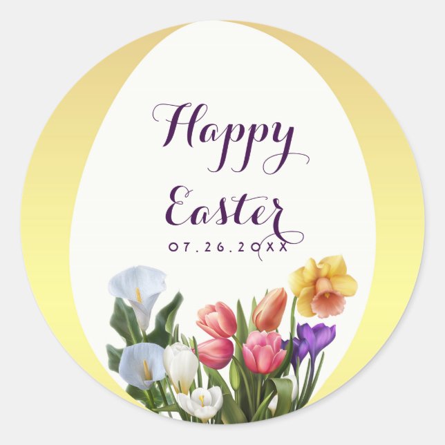 Spring Floral Easter Egg Bridal Shower Elegant Classic Round Sticker (Front)
