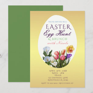 Spring Floral Easter Egg Hunt Elegant Invitations