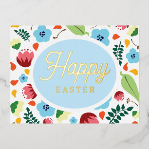 Spring Floral Easter Foil Holiday Postcard