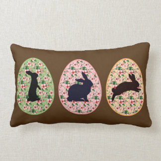 Spring Floral Egg & Easter Bunny silhouettes Lumbar Cushion
