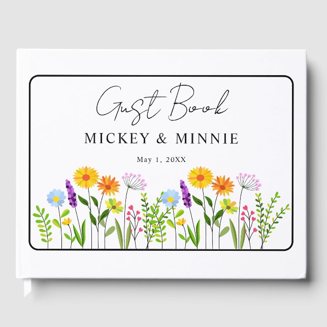 Spring floral elegant Photo Wedding Guest Book (Front)