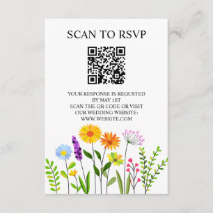 Spring Floral Elegant QR Code Wedding RSVP Enclosure Card