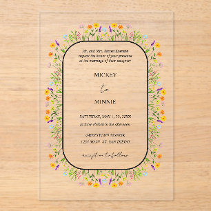 Spring Floral Elegant Wedding Acrylic Invitations