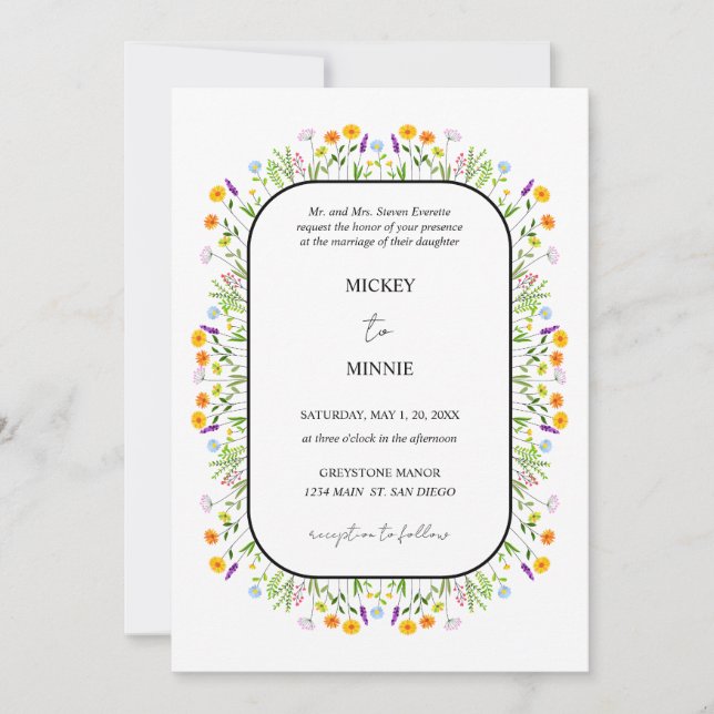 Spring Floral Elegant Wedding  Invitation (Front)