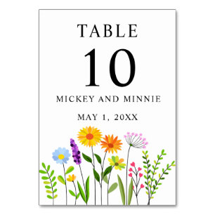 Spring Floral Elegant Wedding Table Number