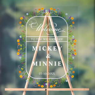 Spring Floral Elegant Wedding Welcome Acrylic Sign