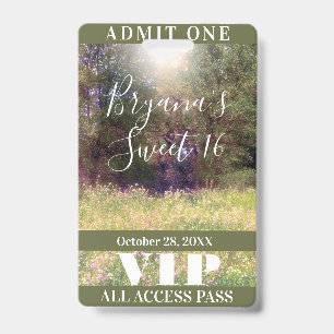 Spring Floral Enchanted Forest Trees VIP Badge  ID Badge