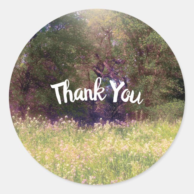 Spring Floral Enchanted Forest Trees Wedding Classic Round Sticker (Front)