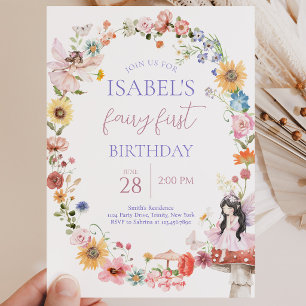 Spring Floral Fairy First Birthday Invitation