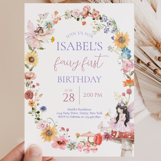 Spring Floral Fairy First Birthday Invitation (Creator Uploaded)