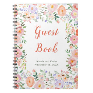 Spring Floral Flowers Wedding Guest Book