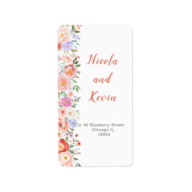 Spring Floral Flowers Wedding Label (Front)