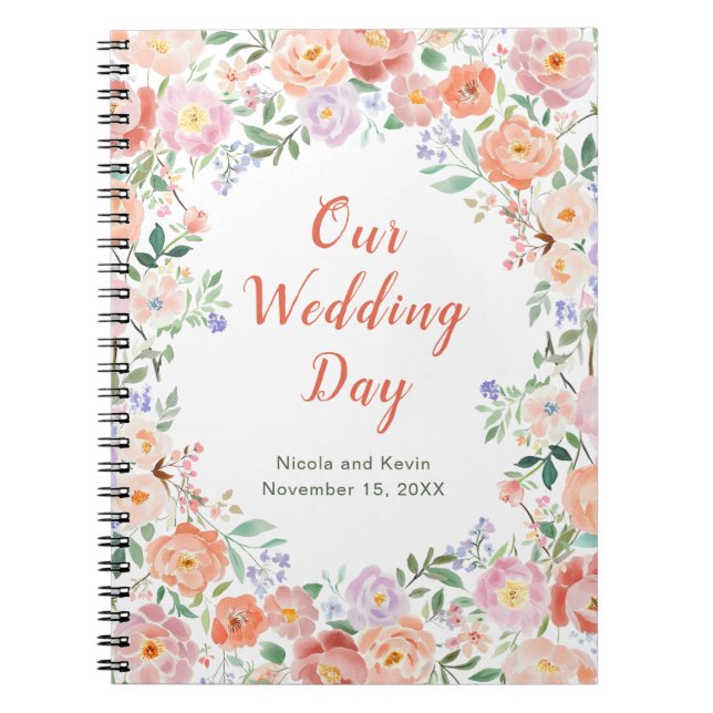 Spring Floral Flowers Wedding Planner Notebook (Front)