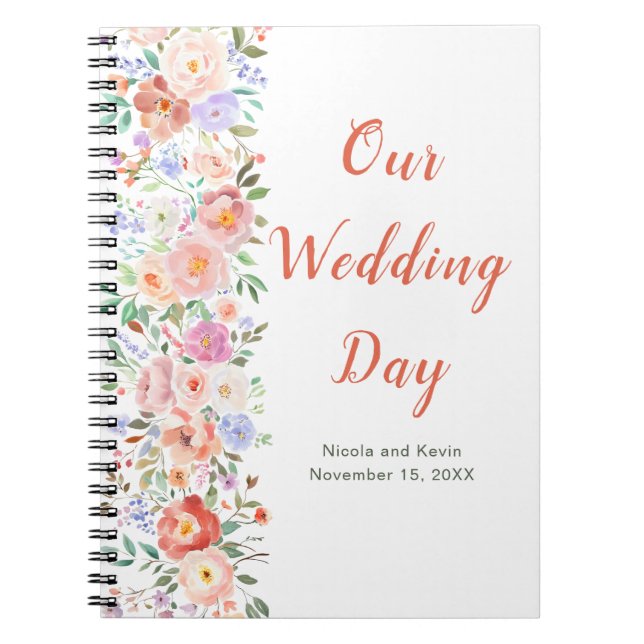 Spring Floral Flowers Wedding Planner Notebook (Front)