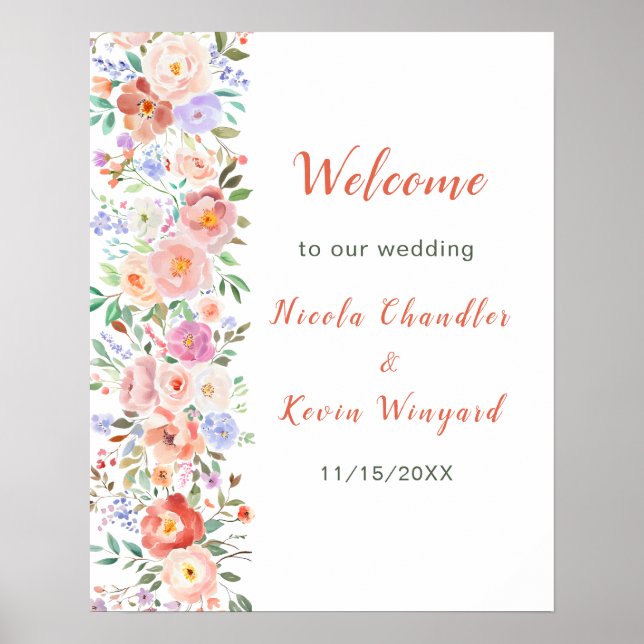 Spring Floral Flowers Wedding  Poster (Front)