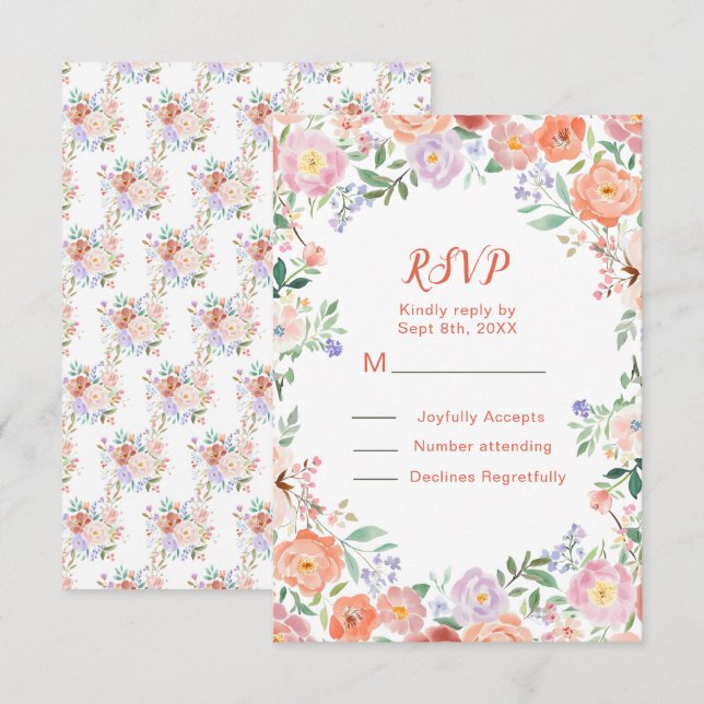 Spring Floral Flowers Wedding RSVP (Front/Back)