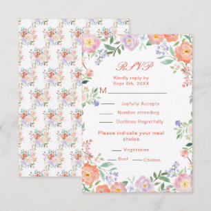 Spring Floral Flowers Wedding RSVP Card